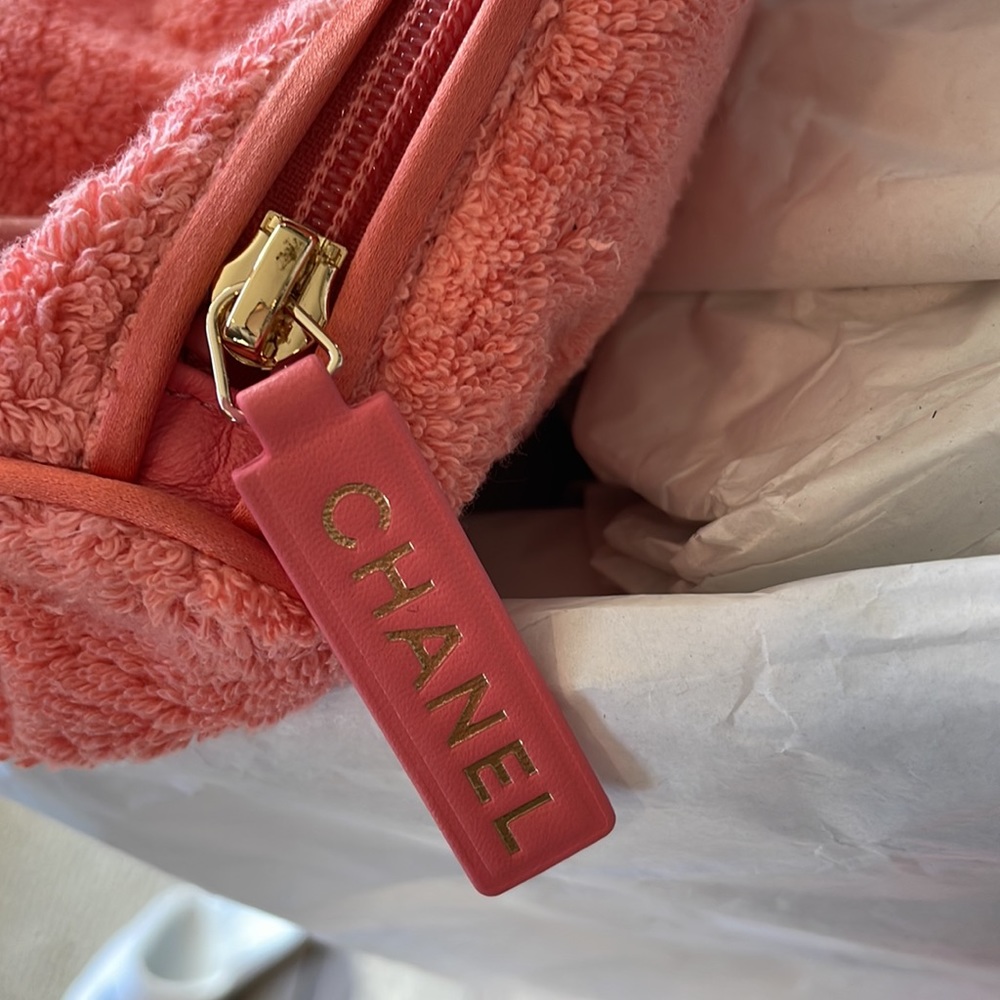 Chanel pink coral terry thong sandal flats woven braided raffia sz 39 - Picture 10 of 11